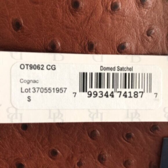 Dooney & Bourke Ostrich Domed Satchel Cognac Shoulder Leather Handbag Purse - Picture 13 of 14